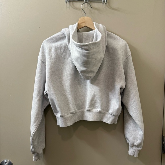Aritzia Tna Cozy Fleece Boyfriend Boxy Zip up Hoodie Heather Cloud White size XS - Picture 6 of 11